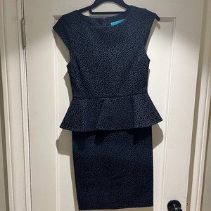 Alice and Olivia Blue Cheetah Print Peplum Dress